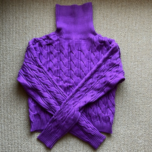 NWT Lulu’s purple turtleneck cable crop sweater - Picture 3 of 6